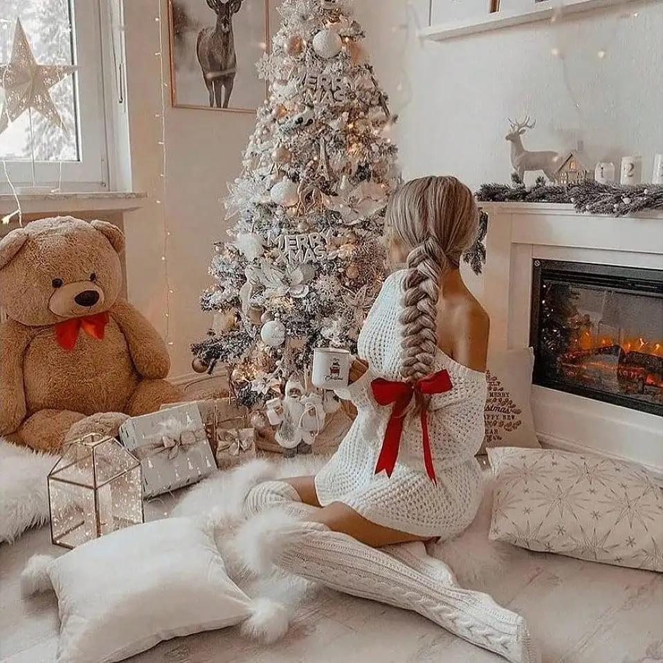 Теплые вязаные носки выше колена Y2k. 1 пара однотонных/полосатых/скрученных — модные зимние/Рождественские чехлы на ножки.