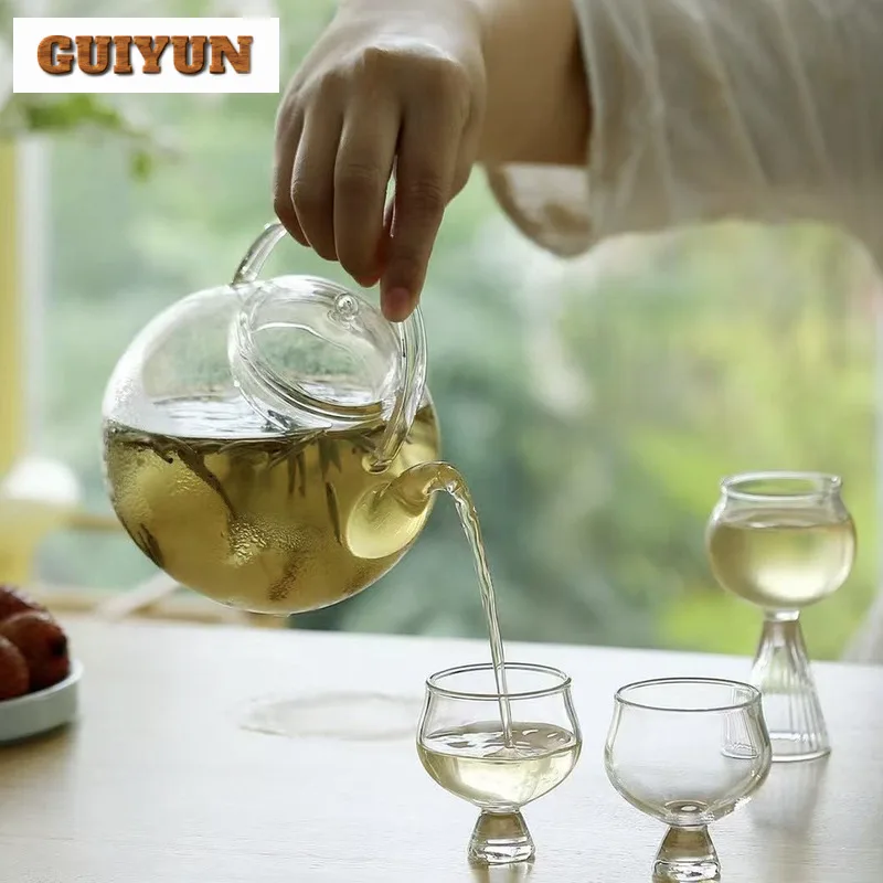 800ml Heat-resistant Glass Lifting Handle Teapot Aesthetic Tea Infuser Pot Tea Maker Kettle With Filter Green Tea Set Decoration