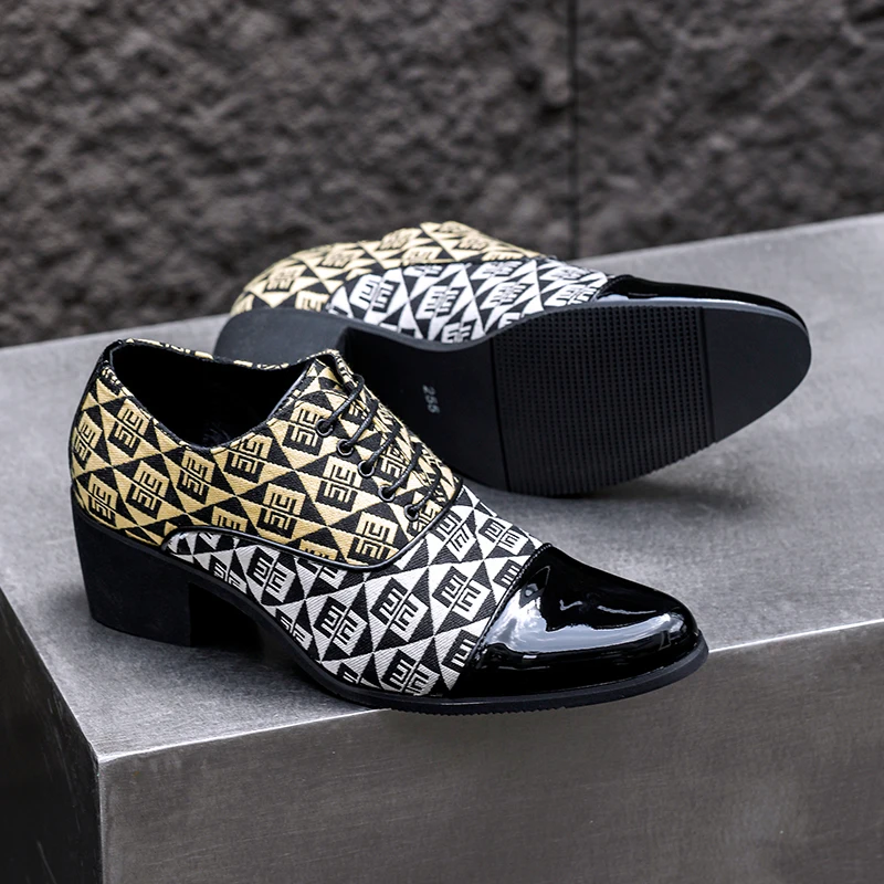 

Роскошные мужские туфли на высоком каблуке в клетку, дизайнерские кубинские мужские кожаные туфли, модельные туфли с острым носком, мужские деловые туфли, деловые туфли, большой размер 46