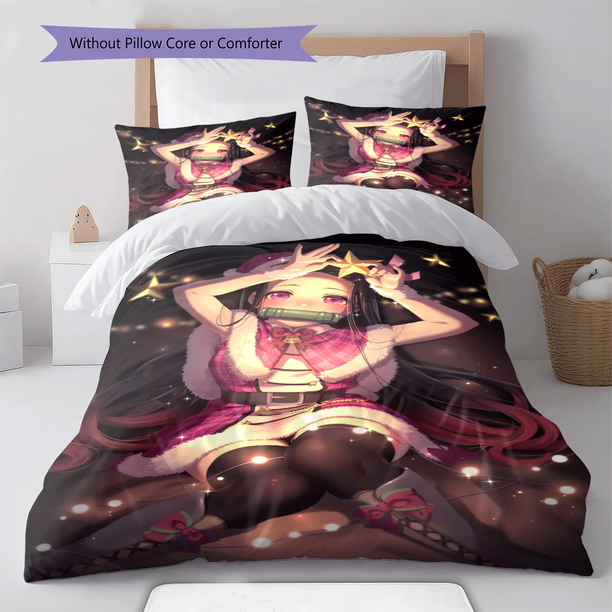 Demon Slayer Nezuko Kamado Relax Pose Bedding Set Anime Duvet Cover Polyester Comforter Cover Bedroom Set -QJY