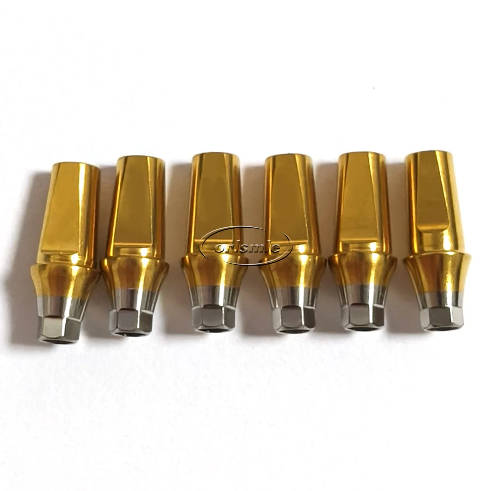 6pcs Titanium Straight abutment Cement-retained prosthetic abutment compatible with Osstem Hiossen TS platform Regular Mini