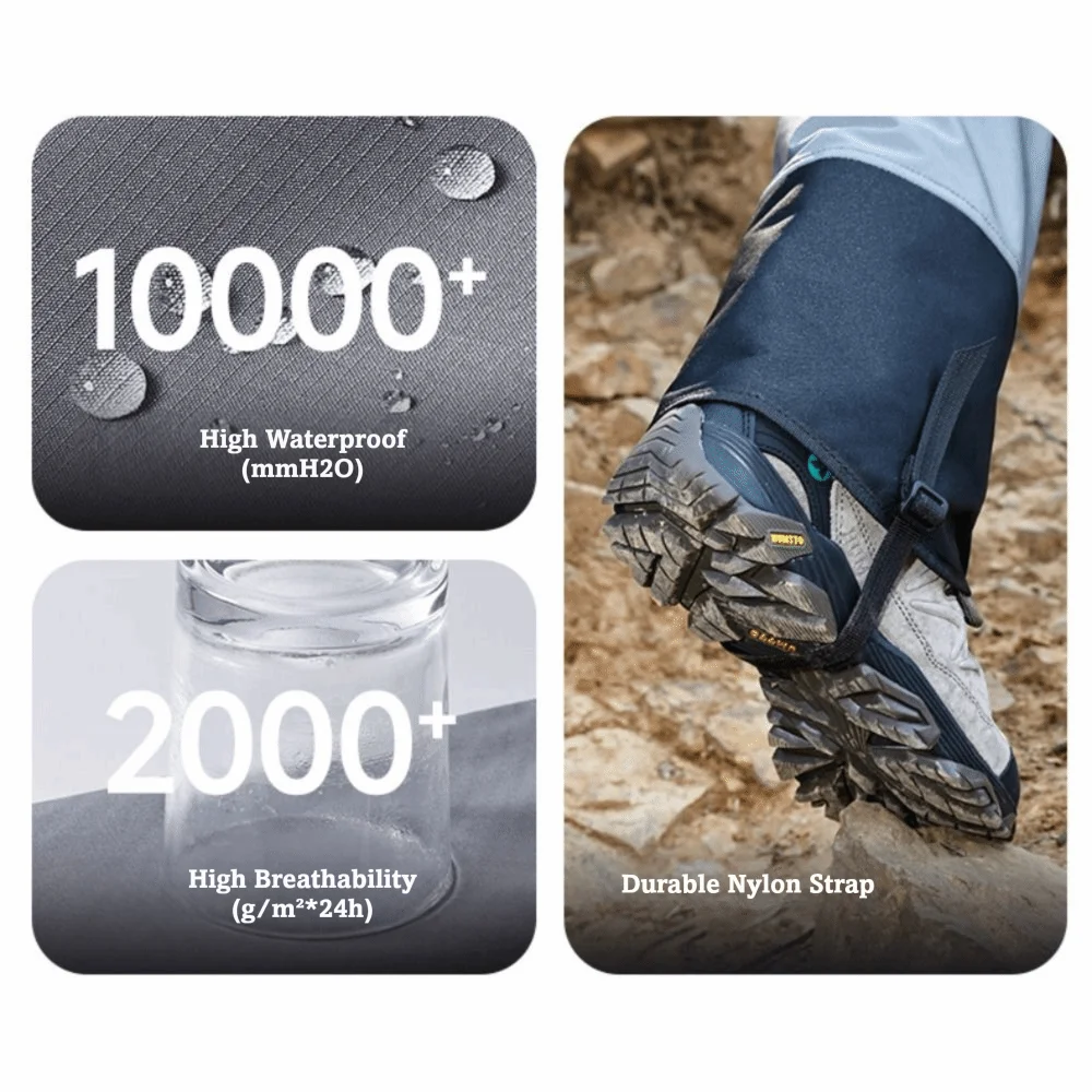 

1 Pair Waterproof Leg Warmers Adjustable Windproof Foot Cover Wear-resistant Thickened Leg Gaiter Outdoor Hiking Climbing