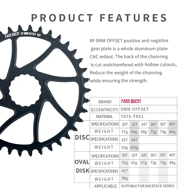 RF (0mm offset) Round/OVAL Narrow Wide Chainring