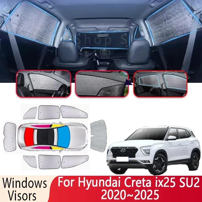 Sun Shade For Hyundai Creta ix25 SU2 2020~2025 2021 2022 Auto Windshield Sunshade Heat Insulation Parts Sun Visor Accessories