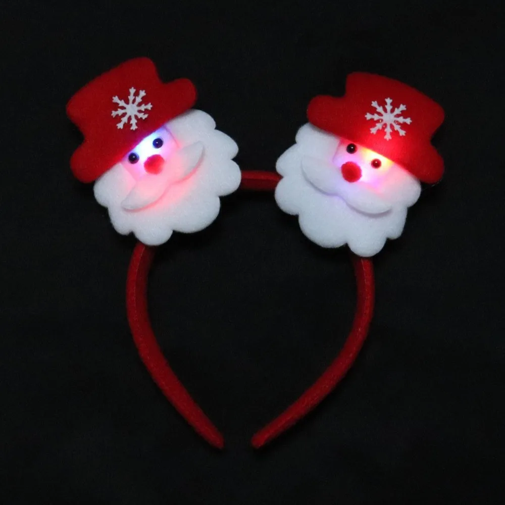 Red Snowman LED Light Headband Snowman Headwear Christmas LED Headband Elk Comfortable Elk LED Light Headband Christmas Party