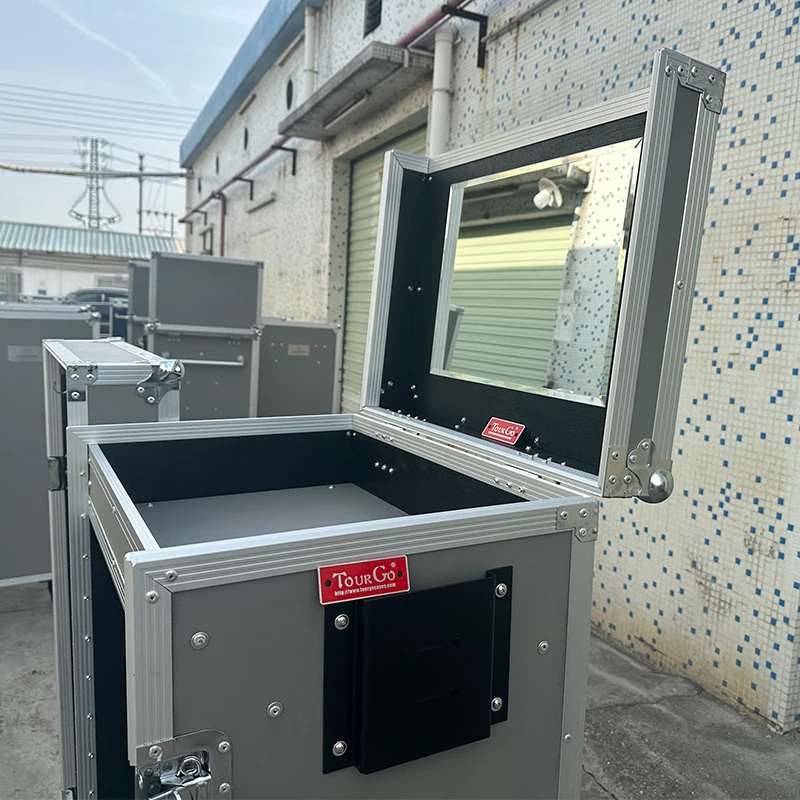 Custom Grey Small Equestrian Double Saddle Tack Locker Flight Case with Mirror