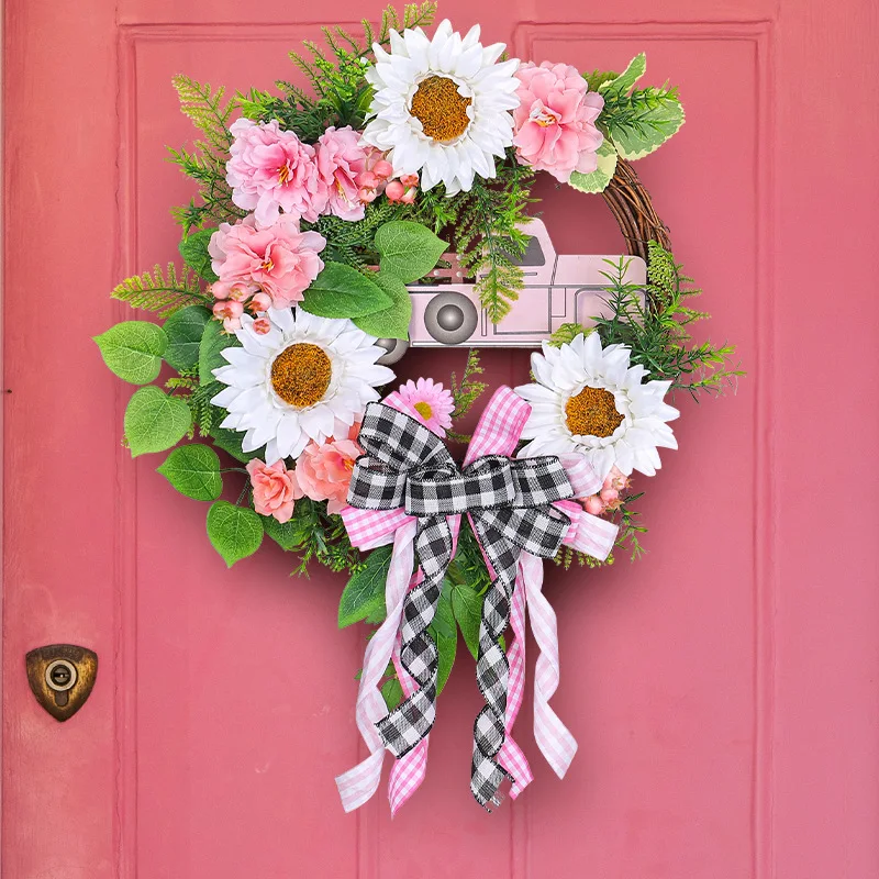 New Valentines Day Wreath Decoration For Front Door Wall Window Artificial Flower Wreath Event Party Props Hanging Decorations