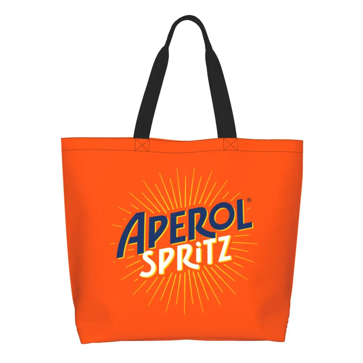 Bolsas de compras de comestibles Aperols Spritz personalizadas, bolso grande de hombro de lona con estampado de moda, bolso duradero de gran capacidad