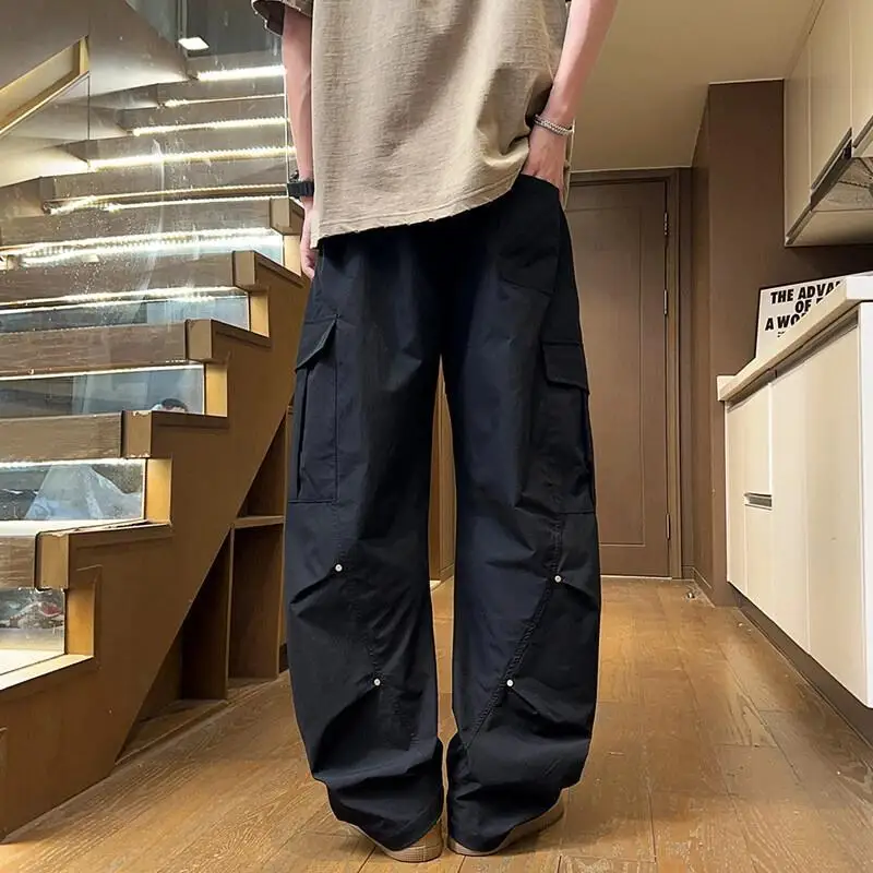 

Comfortable Straight Leg Workwear Casual Pants for Teenage Boys Autumn Faionable Wide Cuffed Dual-Purpose Leisure Trousers