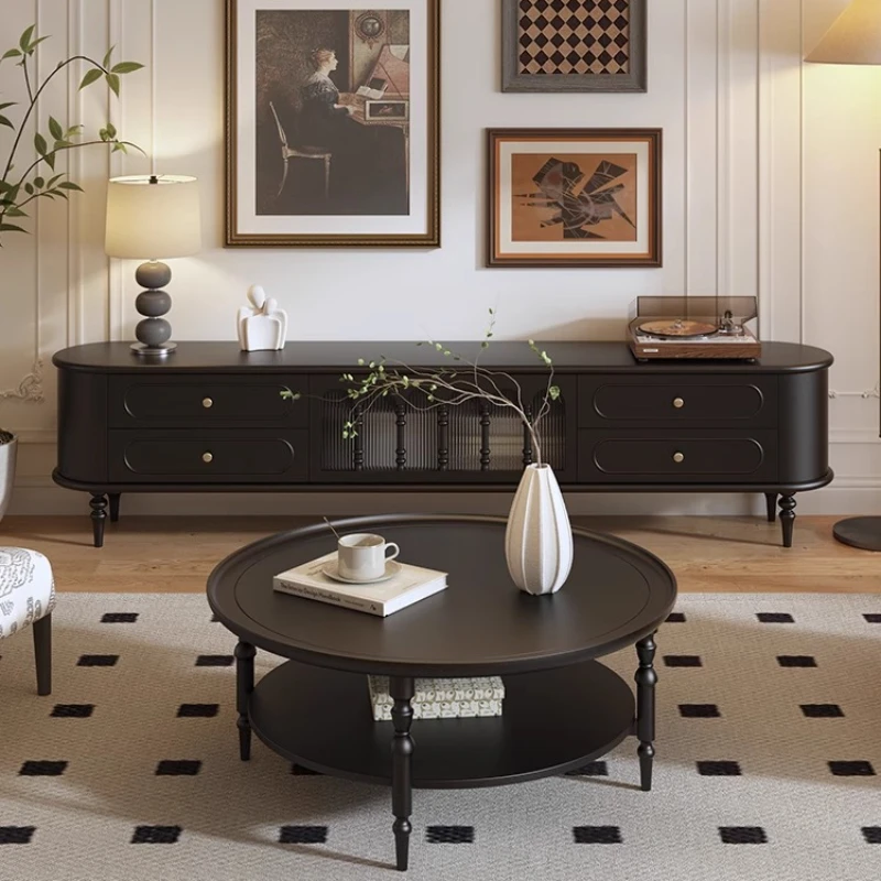

coffee table living room, household small apartment, high-end round tea table, coffee table medium and ancient style