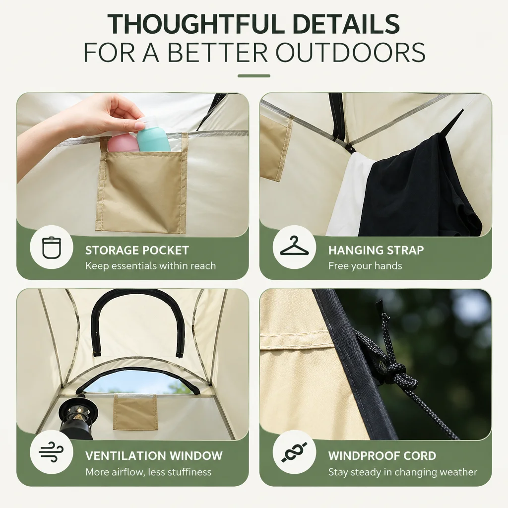 Pop Up Shower Tent Portable Privacy Tent Outdoor Camping Toilet Changing Room Waterproof Foldable Shelter With Carry Bag image 5
