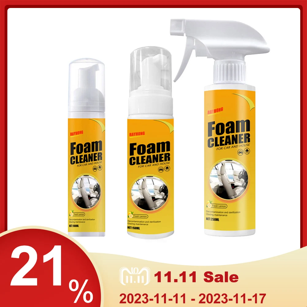 150/ 250ml Multi-purpose Foam Cleaner Anti-aging Cleaning Car Interior Leather Seat Spray Foam Cleaner Home Cleaning Foam Spray