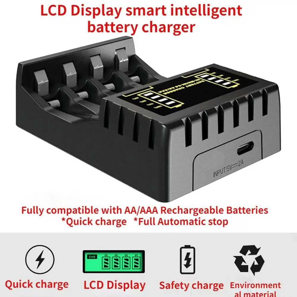 Indicator Portable 4 Slot Adapter Intelligent Battery Charger Fast Charging Dock For AA/AAA NI-CD NI-MH Rechargeable Batteries
