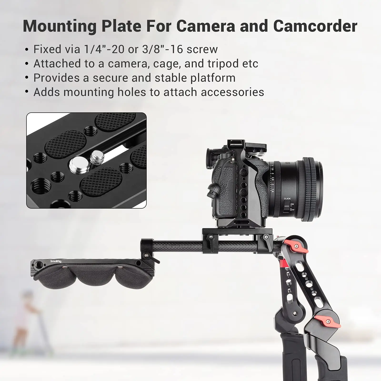 SmallRig Camera Tripod Mounting Baseplate with 15mm Rod Clamp Railblock for Rod Support / Dslr Camera Quick Release Plate -1775