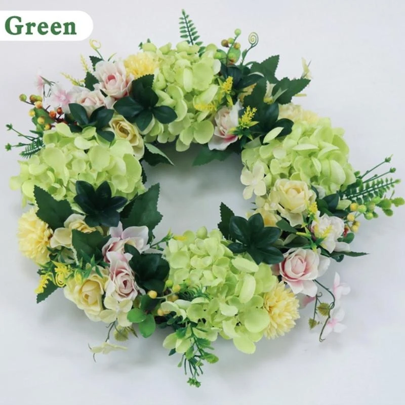 

16inch Hydrangea Wreath Artificial Flower Front Door Simulation Garland Outdoor Spring Wreath Farmhouse Wreath 15UB
