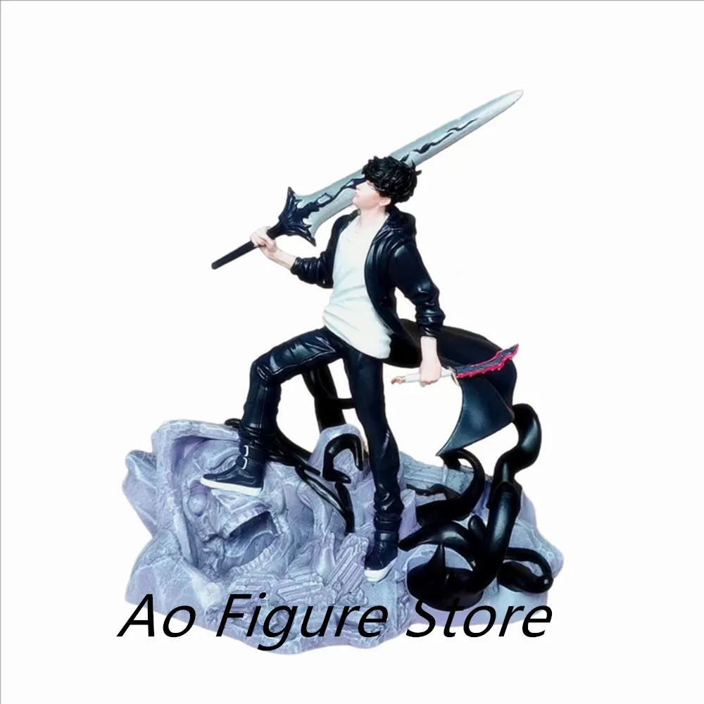 Solo Leveling Anime Figures Cheng Xiaoyu Sung Jin Woo 18cm Battle Scene Action Figures Collection Ornaments Model Doll Gift Toys