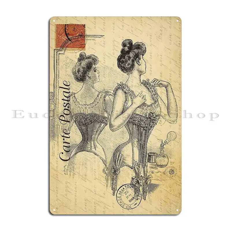 Vintage Postcard Woman Lingerie Metal Plaque Poster Designing Cave Design Wall Decor Party Club Tin Sign Poster