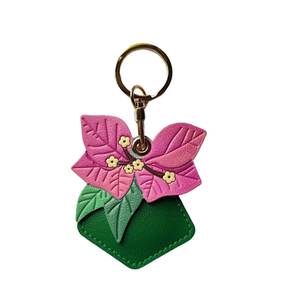 Triangle Plum Sparrow Leather Car Keychain Access Control Electronic Card Protective Cover Creative Small Gift Accessories