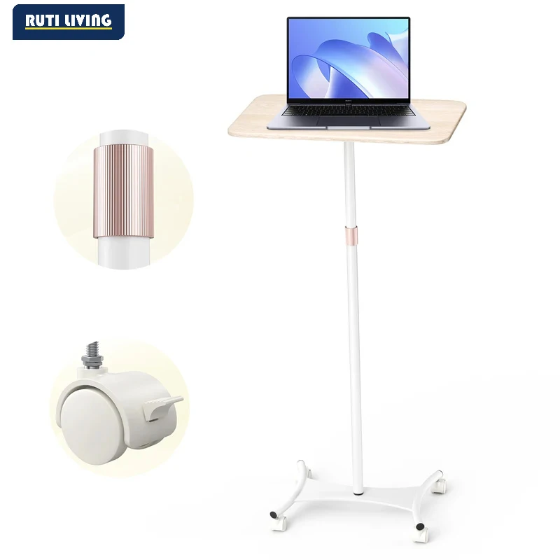 Side Table Couch with Wheels, Height Adjustable Nursing Table Swivel Computer Desk Laptop Table Pc Table C Shaped Coffee Table 2