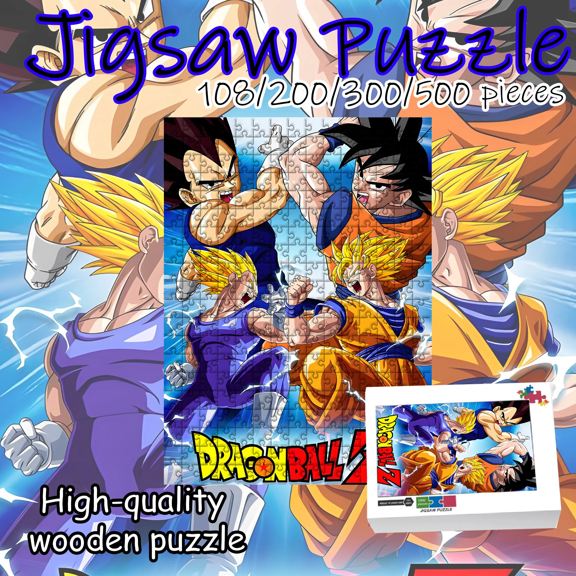 

Dragon Ball Goku Super Saiyan Jigsaw Puzzle 108/200/300/500/1000 Pieces Wooden Puzzle High Quality Gift Fun Party Game