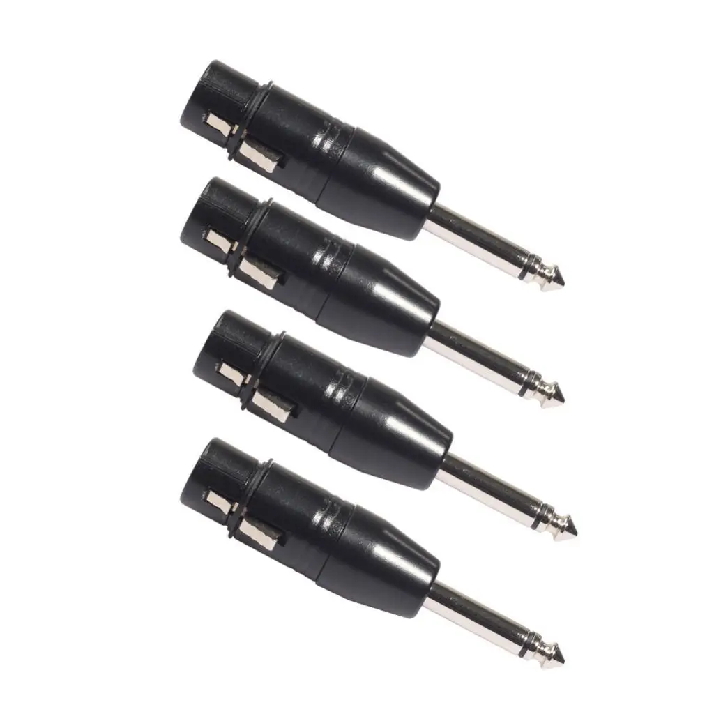 3 Pin XLR Female to 6.35mm Male Mono Jack Adapter Black Metal Mic Connector for Studio Audio Technica Accessories