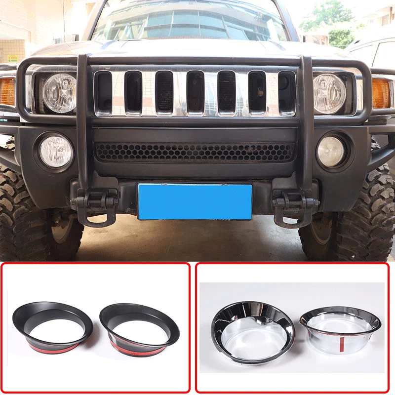 

For 2005-2009 Hummer H3 ABS matt black car styling front fog lamp protection ring sticker car exterior modification accessories