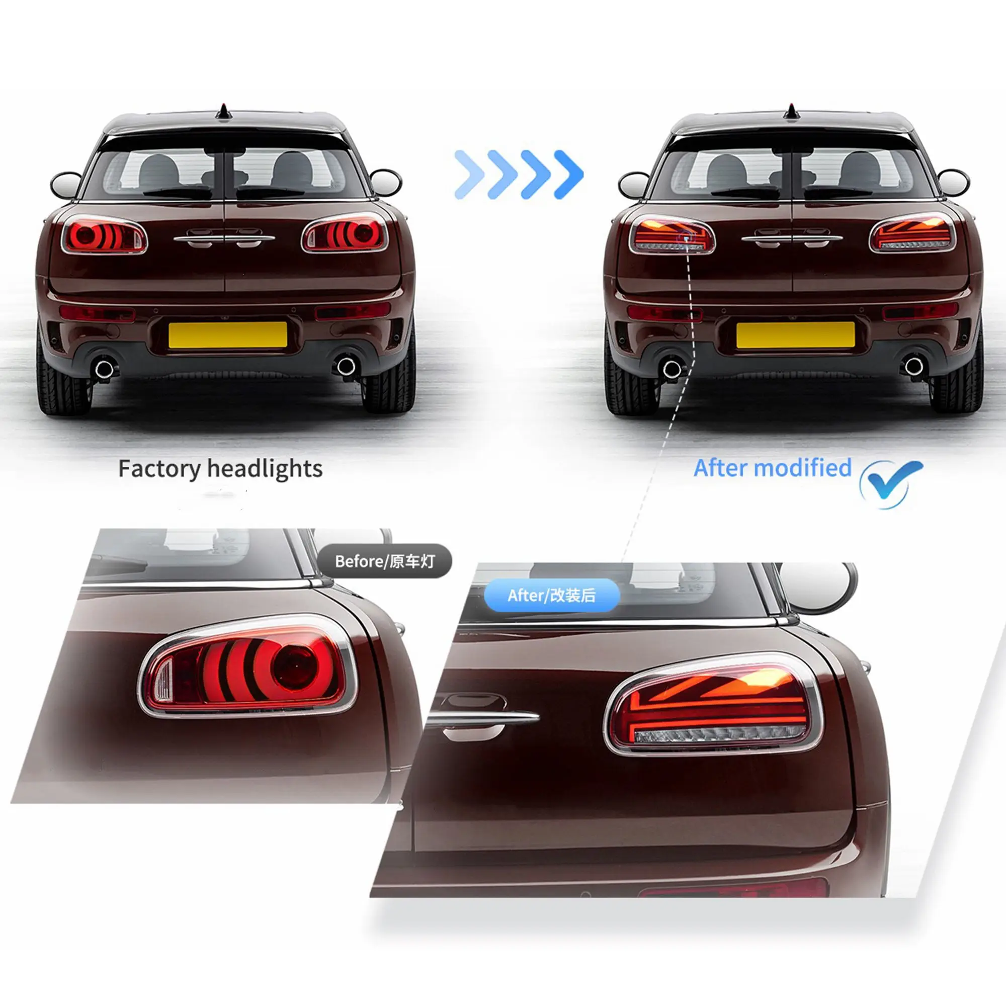 LED-Rückleuchten für Mini Cooper Clubman F54 2015-2023 2. Generation mit sequenziellem Blinker, 6-türiger Kombiwagen, Rückleuchten-Baugruppe