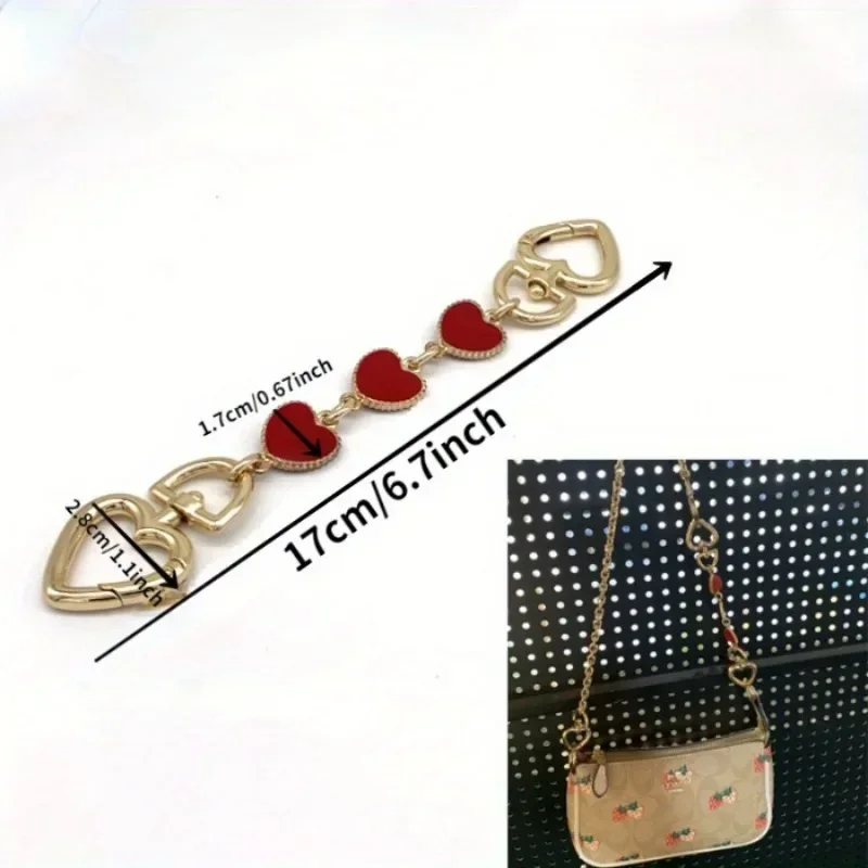 Couples Love Hook Bag Extension Chain Heart Extension Leather Shoulder Strap Chain Underarm Handbag Chain Pendant