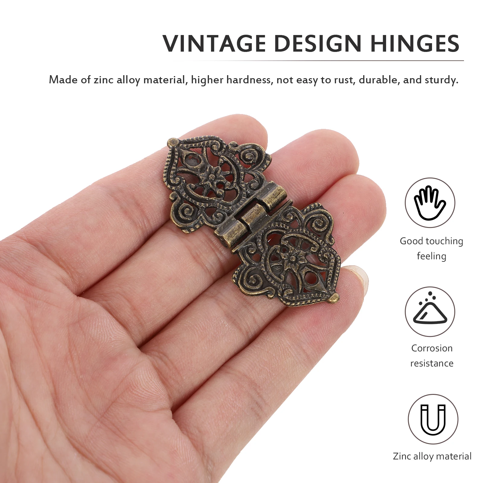 

20pcs Wooden Case Zinc Alloy Vintage Design Retro Hinges For Decoration Decorative Gift Box Hinges Multi-Functional Hinge Decors