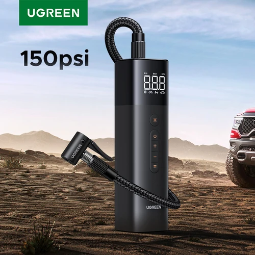 UGREEN Bomba de aire para automóvil Compresor de aire portátil para automóviles, motocicletas, inflador de neumáticos eléctrico de bicicleta con pantalla digital LCD