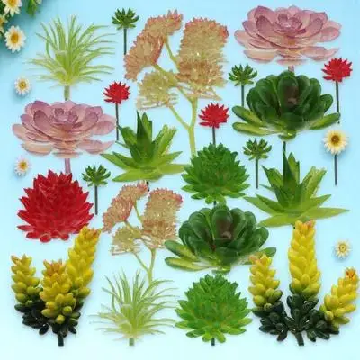 

24pcs Artificial Succulents Indoor Decor Faux Plants Vivid Wall Ornaments Home Adornment Design Environmental Protection