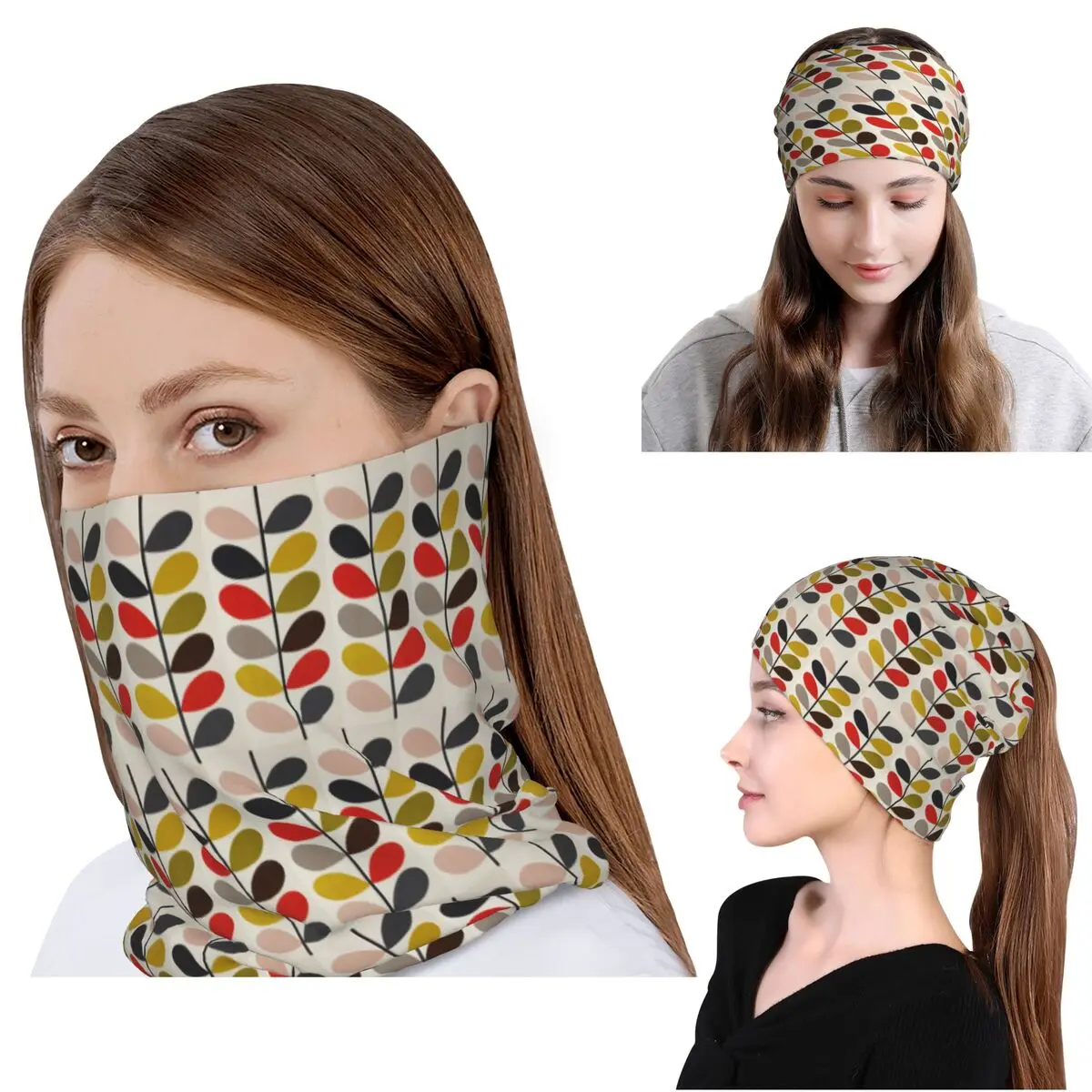 

Solid Stem Cerise Bold Fuchsia Orla Kiely Bandana Neck Gaiter Wrap Scarf Warm Headwear Beanies Hat for Men Women Adult Washable