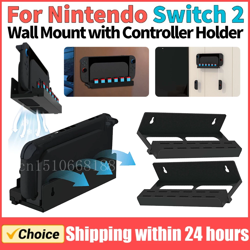 Wandhalterung aus Metall mit Spielkartenfächern und Joy-Con-Aufhänger, Konsolenhalter, Ständer, Aufbewahrungsorganisator für Switch 2-Zubehör