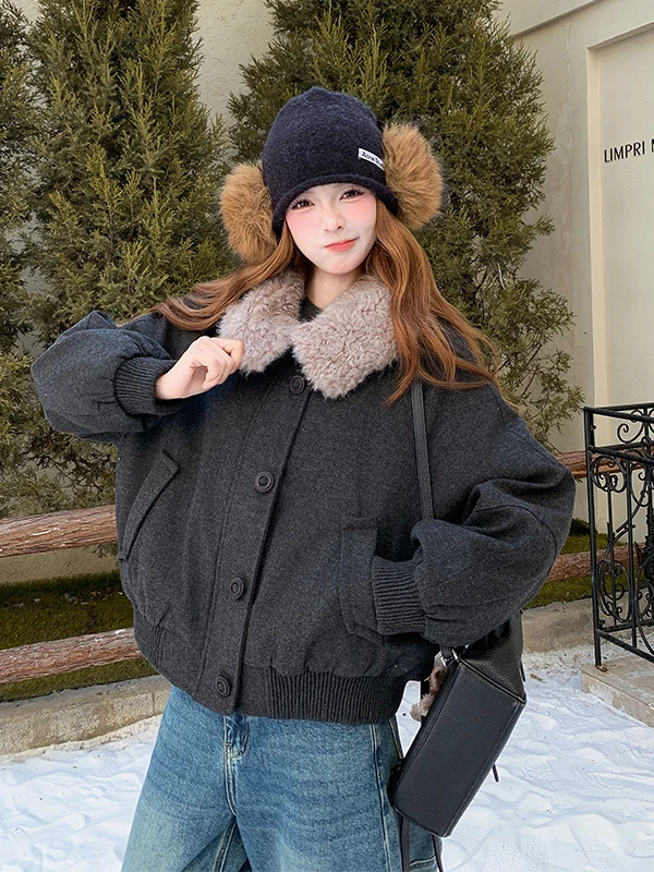 여성용 테이니드 오트 워크웨어 다운 재킷 양털 칼라 겨울용 따뜻한 화이트 다운 이너 코트 캐주얼 루즈핏 지퍼