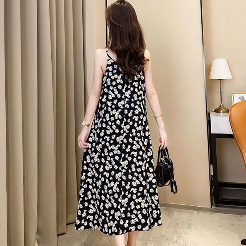 Women Summer New style Korean Casual Simplicity Camis dress women clothes trend Fashion elegant temperament Loose Long dress