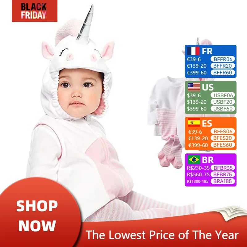 Halloween Kigurumis Unicorn Infant Baby Boy Girls Romper Sets Festival Coveralls Baby Outfits Christmas Party Jumpsuit Suits