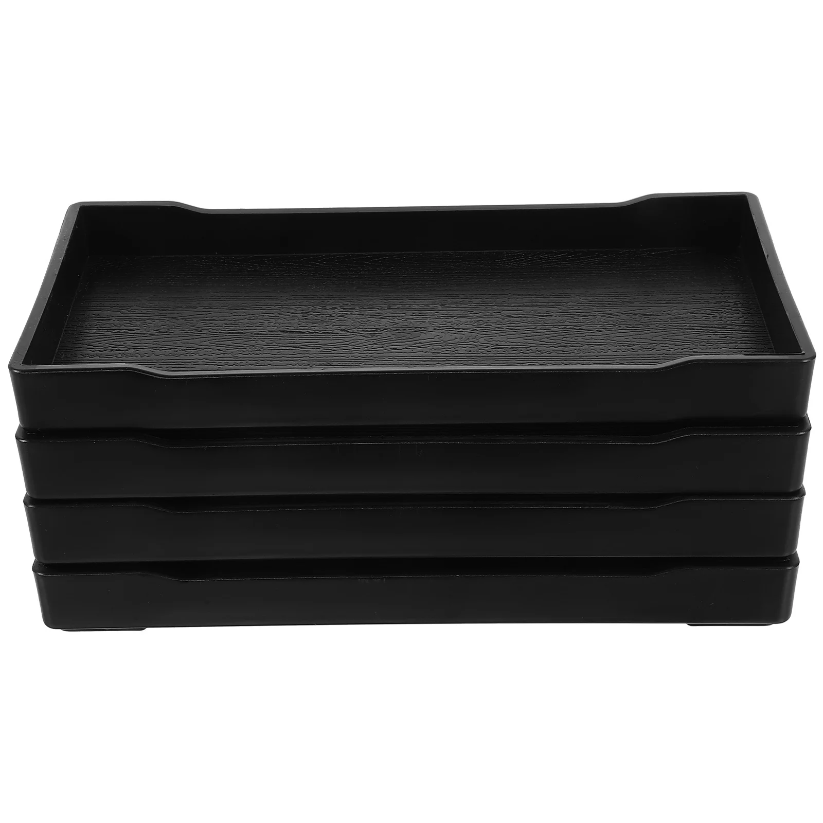 Bandeja para mostrador de baño, organizador de tocador de PP Rectangular negro para cosméticos, toallas, almacenamiento de maquillaje, tocador multifuncional, 4 Uds.