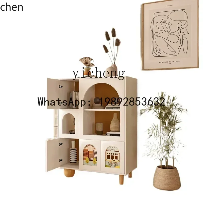 

solid wood bedside table, living room storage locker, painted multi-functional integrated locker