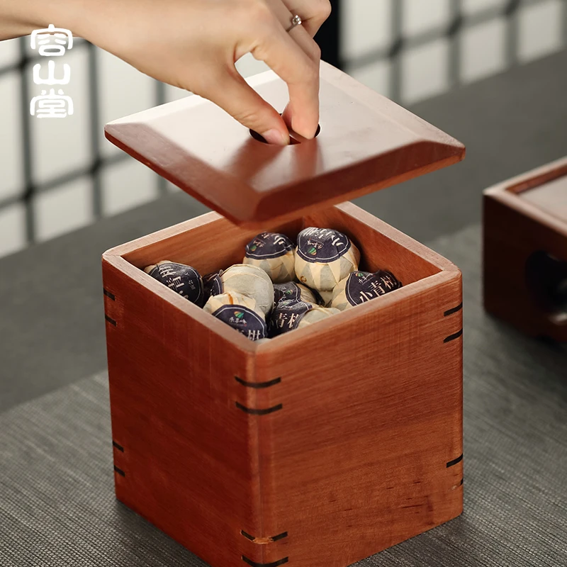 Chinese Wooden Tea Box Gift Organizer Green Storage Packaging Kitchen  Tea Caddy Cookie Jasmine Caja De Te Home Storage