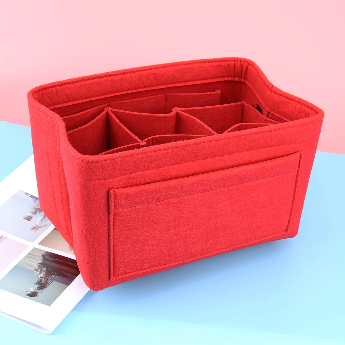 

Bag Felt Storage Foldable Multipockets Women Makeup Diaper Organizer Bags Stylish Practical Car Crib Side Changing