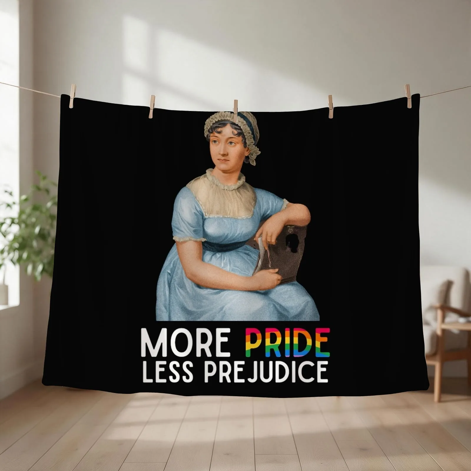 More Pride Less Prejudice Jane Austen Throw Blanket couch cozy soft plush fuzzy picnic outdoor blanket