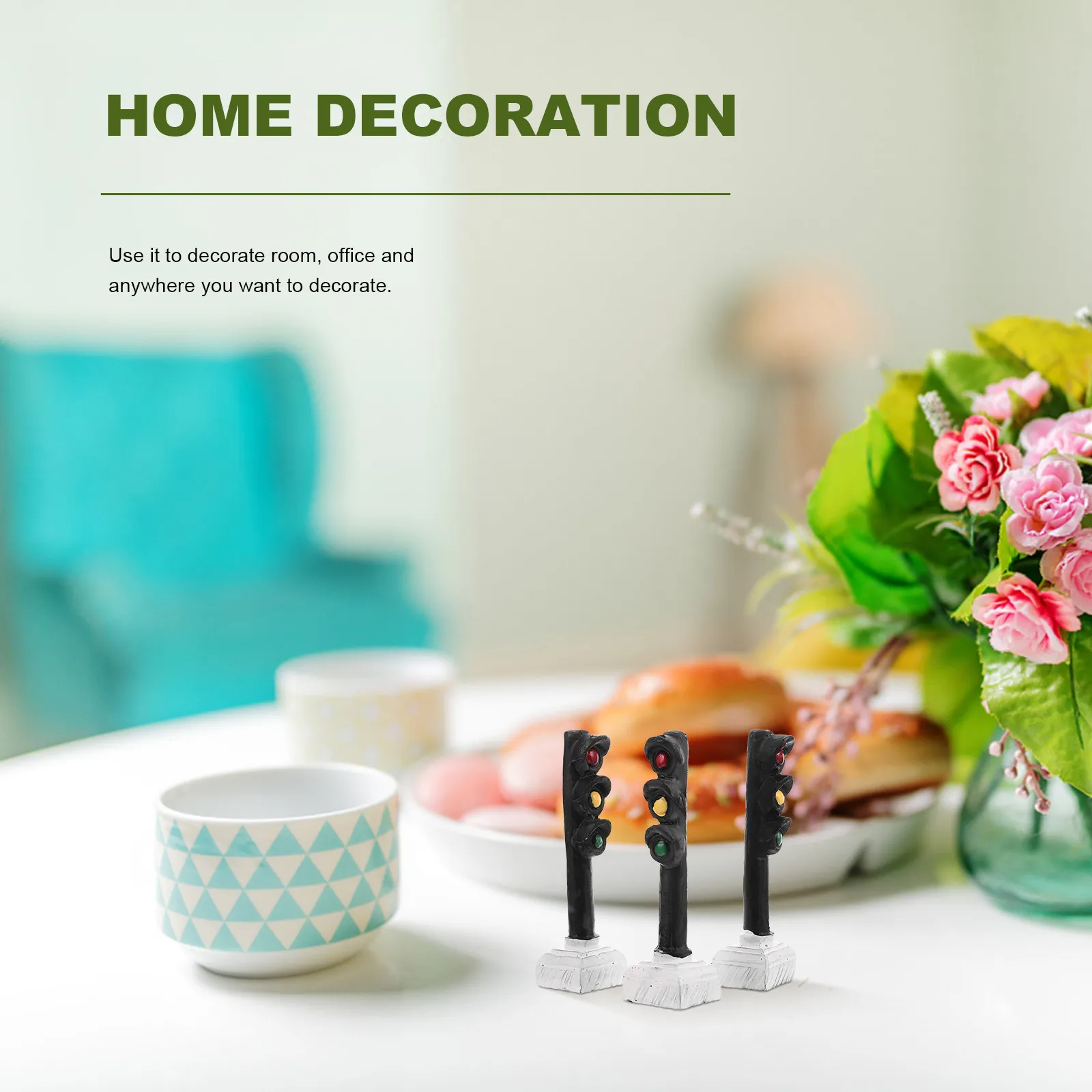 

3Pcs Mini Resin Crosswalk Signal Red Green Light Decorative Traffic Light Desktop Adornment Compact Space Saving Household