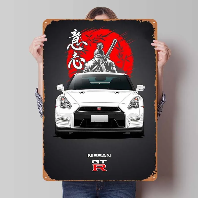 Nissan GTR R35 Tin Sign Car Poster Decoration for Home Decor Vintage Metal Sign Plaque for Wall Art Decoration Outdoor Decors