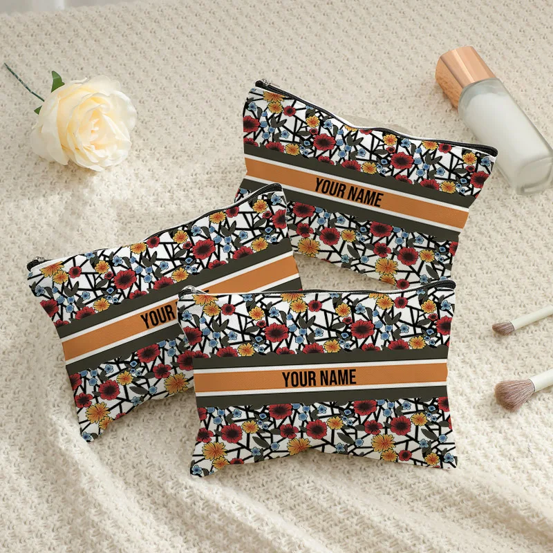 Customized Name Cosmetic Bag Wedding Bride Bridesmaid Lipstick Pouch Travel Storage Makeup Bags Personalized Gift