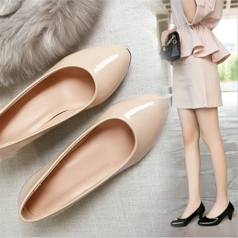 Shoes Ladies Pumps Medium Heel Nude Sexy High Heels Weeding Shoes Women Office Work White Pumps Party Shoes