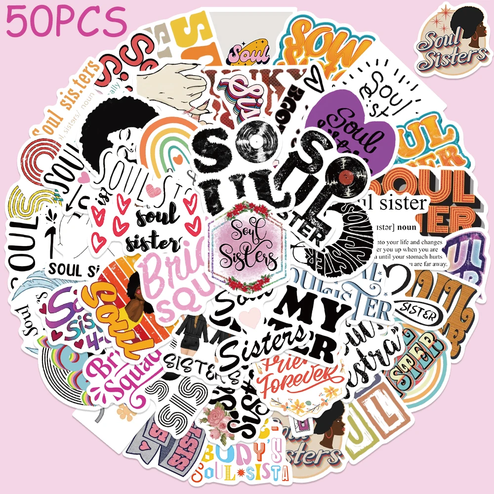 

50pcs Soul Sister Stickers Cartoon Graffiti Aesthetic Decals For Phone Laptop Suitcase Skateboard Guitar Waterproof Stickers