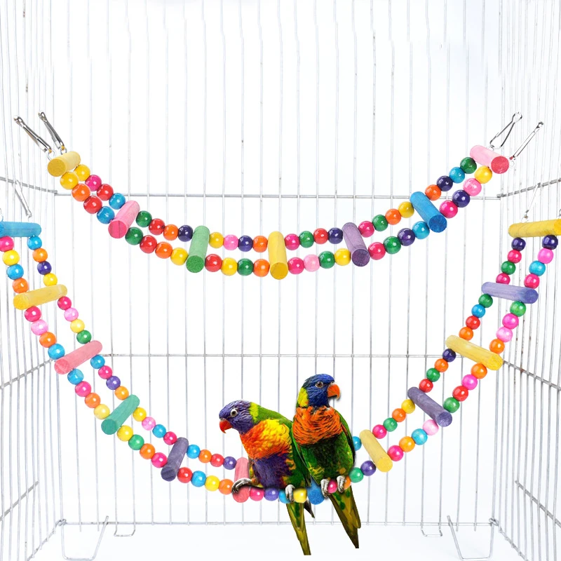 Parrot Climbing Ladder Toy Pet Bird Suspension Training Bridge Color exercise Ball Wood Molar Toy Budgerigar Supplies Cockatiel