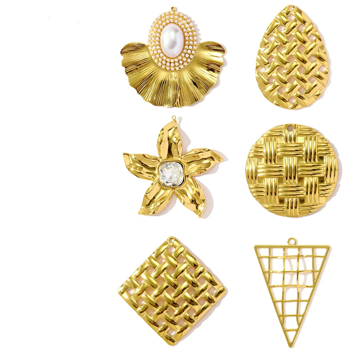 

3pcs/Lot Stainless Steel Large Size Geometry Pendants Flower Charms for DIY Fashion Jewelry Making Necklace Earring Wholesale
