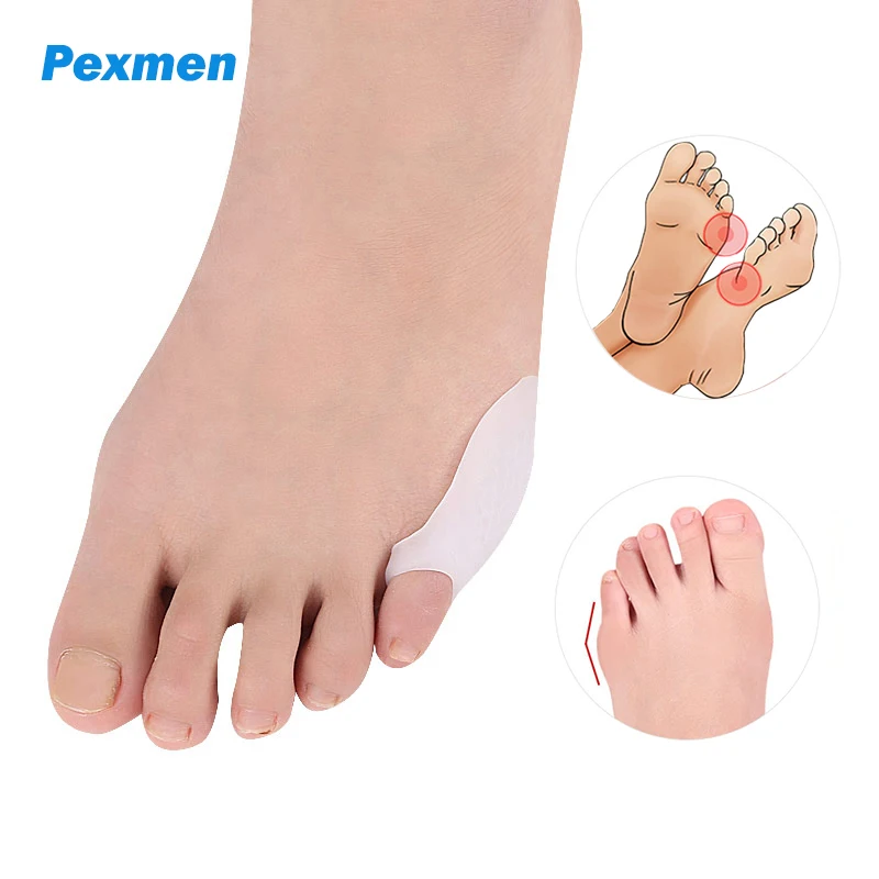 Pexmen-almohadillas para juanetes de dedo del pie, Protector de Gel para dedos pequeños, alivio del dolor por presión de fricción y juanetes de sastre, 2/4 piezas