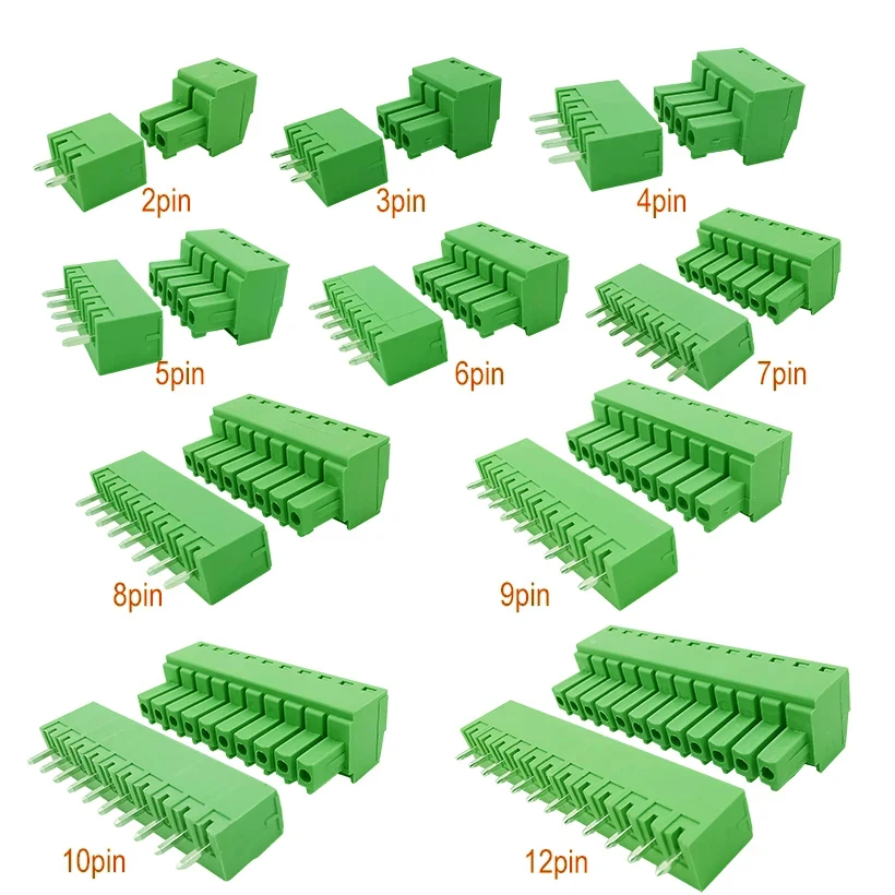 5 Paar 15EDG KF2EDG 3,5 mm 3,81 mm 3,96 mm 5,08 mm PCB-Schraubklemmenblock 2-12Pin Stecker Buchse Pin Header Wire Connector